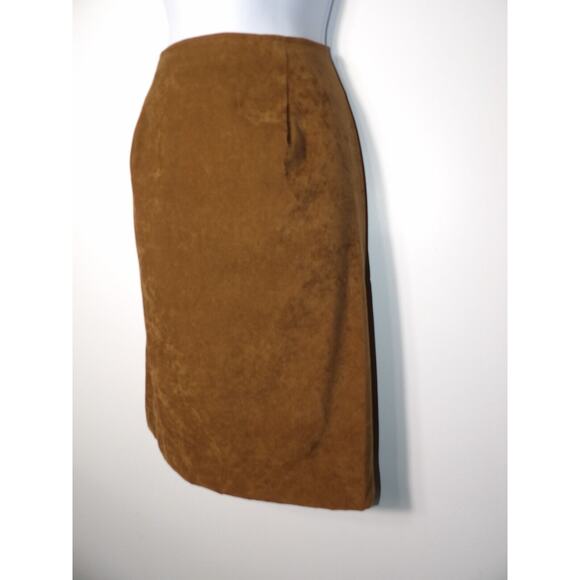 Derek Heart Pencil Skirt 13/14 Faux Suede Brown Minimalist Casule Office Modest - Picture 12 of 12